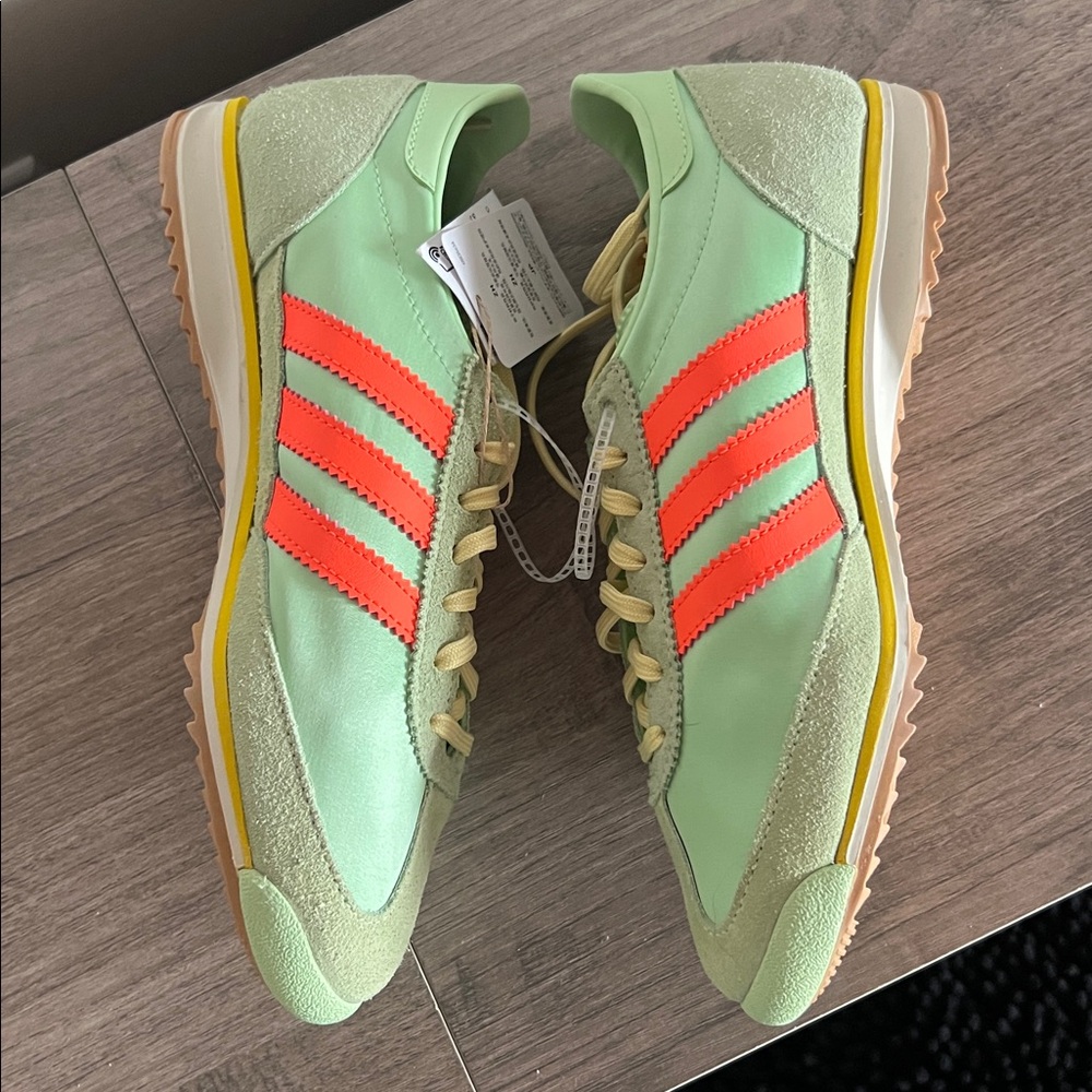 Adidas ARCHIVAL RUNNING SHOES SATIN SL 72 OG Shoes Semi Green Spark Solar Orange - Picture 6 of 13